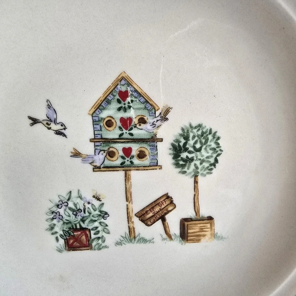Vintage Thompson Pottery Birdhouse Cottage Core Side Plate